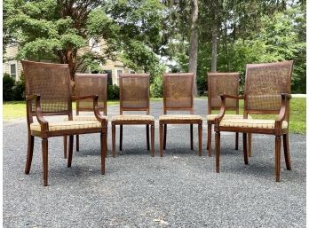 A Set Of 6 Vintage Cane Back Dining Chairs