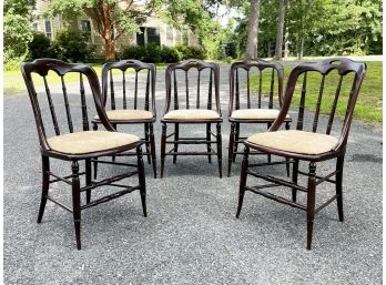 A Set Of 5 19th Century Spindle Back Dining Chairs - Newly Redinished!