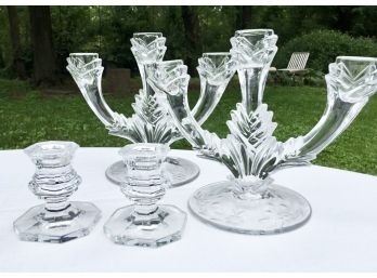 A Pairing Of Vintage Glass Candle Holders