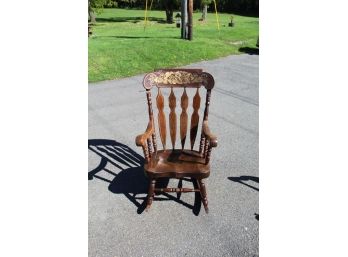 Wood Rocker With Hand Painted Design