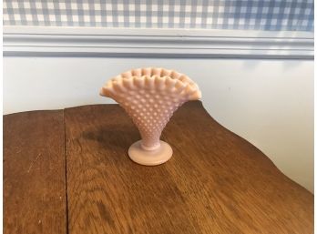 Ruffled Fenton Pink Hobnail Fan Vase