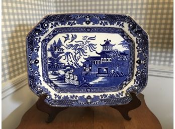 Burleigh Ware 'WILLOW' Flow Blue England ~ Large Platter