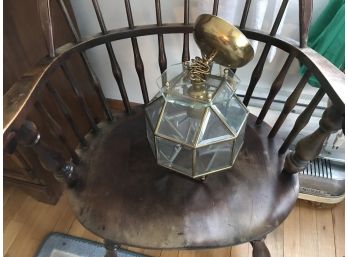Hanging Brass & Glass Light Octagon Shape