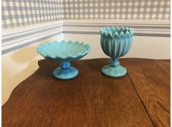 Two Piece Portieux Vallerysthal Beaded Lot ~Blue Opaline ~