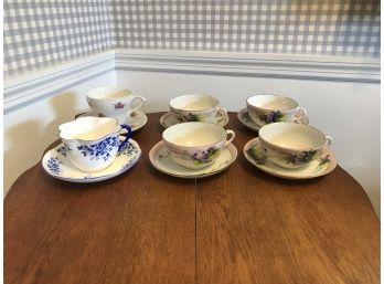 Tea Cup Lot ~ Six Cups & Saucers ~ Nipon, Stafforshire And Grant Crest