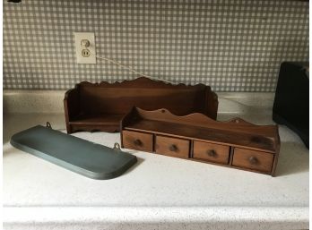 Three Piece Vintage Wood Shelf Lot