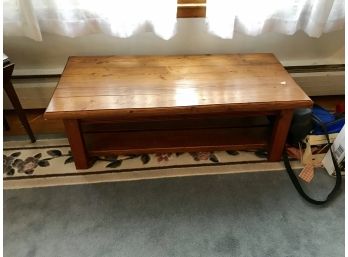 Sturdy Pine Coffee Table With Shelf