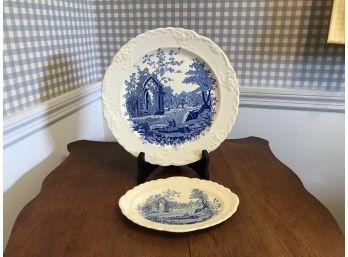 Two Antique English Abbey Plates