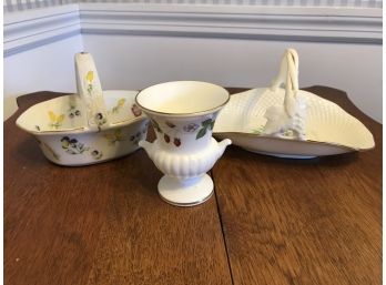 Three Piece Porcelain Lot - Mikasa And Wedgewood