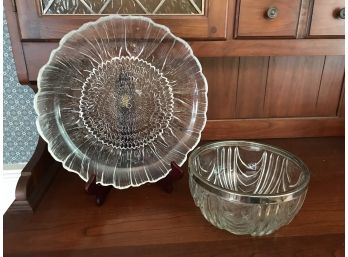 Glass Bowl & Glass Serving Plate