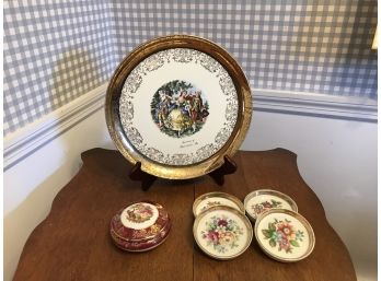 Six Piece Victorian Porcelain Lot  - Crest-O-Gold, Limoges, Crown Shafford