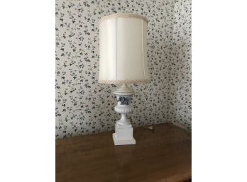 Vintage Porcelain Lamp With Blue Flowers