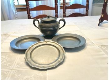 Four Piece Pewter & Silverplate Lot