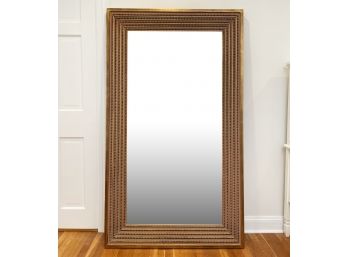 A Large Beveled Full Length Mirror In Jewel Tone Frame