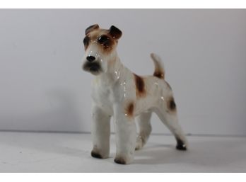 Vintage Royal Crown Standing Brown/White Airedale Terrier Glossy Porcelain Dog Figurine