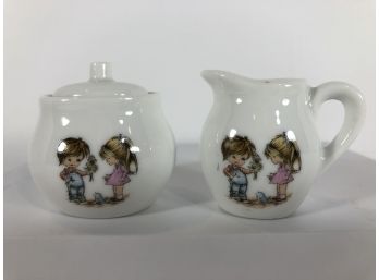 Vintage, Porcelain Mini Sugar And Creamer Set