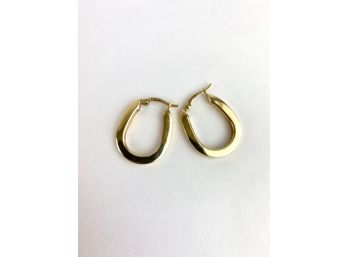 14K Gold Oval Hoop Earrings