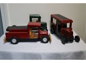 Handmade Wood Painted Trucks (3) (B)