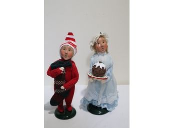 Byers Choice Ltd. 2000 Child With Stocking And 2002 Girl With Cake