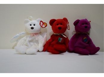 3 Ty Beanie Baby Bears 1998 Halo, 1999 Osito, 1999 Millenium