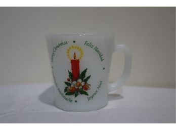 Fire King Milk Glass Merry Christmas Mug (Rare)