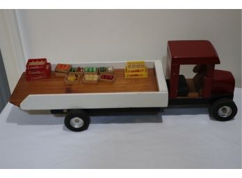 Handmade Wood Truck Flatbead With Fruit And Soda Crates (B)