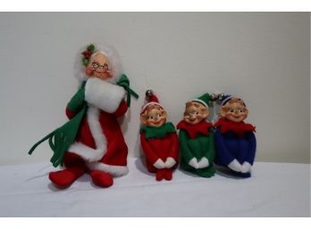 Analee Mrs. Claus 88 And 3 Elf Ornaments China