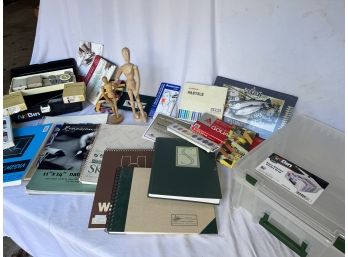 Gigantic High End Art Supply Lot Paints Pastels Sketch Books Models - Over 40 Items