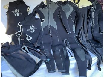 Eight Piece Pro Scuba Gear Lot With Wetsuits Most Size Small