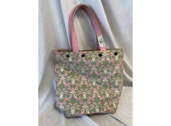 Ladies Tommy Bahama Pink / Green Paisley Canvas Beach / Handbag