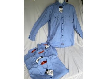 Five New With Tags DICKIES Brand Mens Long Sleeve Work Shirts Mens Size Medium Blue