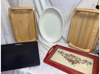 Group Of Six Serving / Entertaining Trays All Approx. 18' X 12'