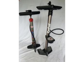 Two Bicycle Sport Air Pumps For Tires Balls Etc. - One Bell One Zefal