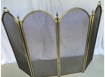 Four Panel Folding Brass Fireplace Screen 34' High