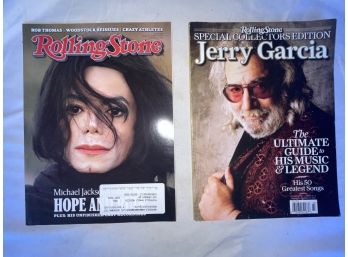 Two Collectible Rolling Stone Magazines Featuring Michael Jackson And Jerry Garcia