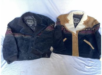 Pair Of New With Tags Leather Suede Aztec Style Outdoor Jackets