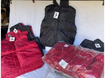 Ten NEW With Tags Mens Down Winter Vests Red & Black Sizes M - 2XL