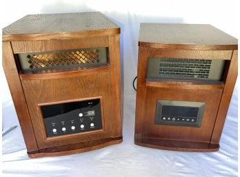 Two Infrared Quartz Floor Unit Heaters In Attractive Wood Cabinets