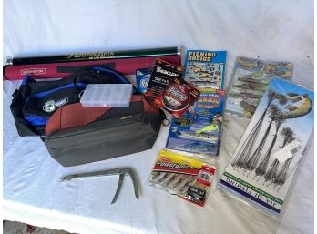 Fishing Equipment Lot #2 Lures Line Rod Tubes Tackle Bags And More