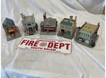 Five Danbury Mint Classic American Firehouse Collectibles