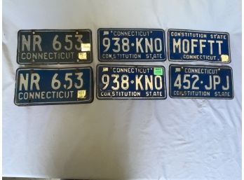 Group Of Six Vintage Connecticut Constitution State License Plates