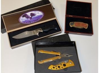 Three Collectible Knives And Knife Sets From Large Knife Collection