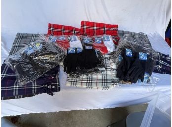 Over 40 Brand New Pairs Of Knit Winter Gloves Along With 10 New Scarves