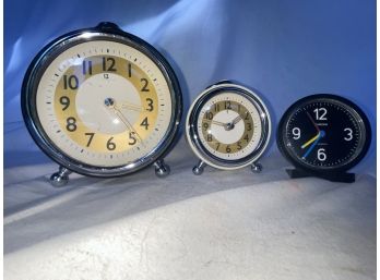 Lot Of Three Classic Style Bedside Alarm Clocks With Two From Pottery Barn