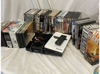 Collection Of 80 War DVD Collection Spanning From Civil War Through Desert Storm With DVD Player