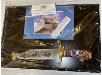 Gorgeous New American Eagle Collectible Knife Mounted On Commemorative Plaque