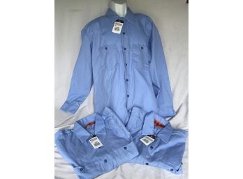 Three New With Tags DICKIES Brand Mens Long Sleeve Work Shirts Mens Size XL Blue