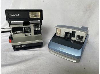 Two Vintage Polaroid Instant Cameras Models Spirit 6000 And One 600