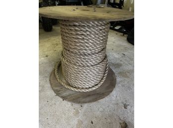 Large Industrial Spool Of Marine Manilla Boat/Heavy Rope 7/8' X 600ft - Approx. 13 Of Spool Left