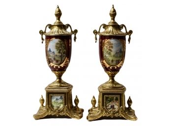 19th Century Victorian Porcelain Sevres Mantel Decorations